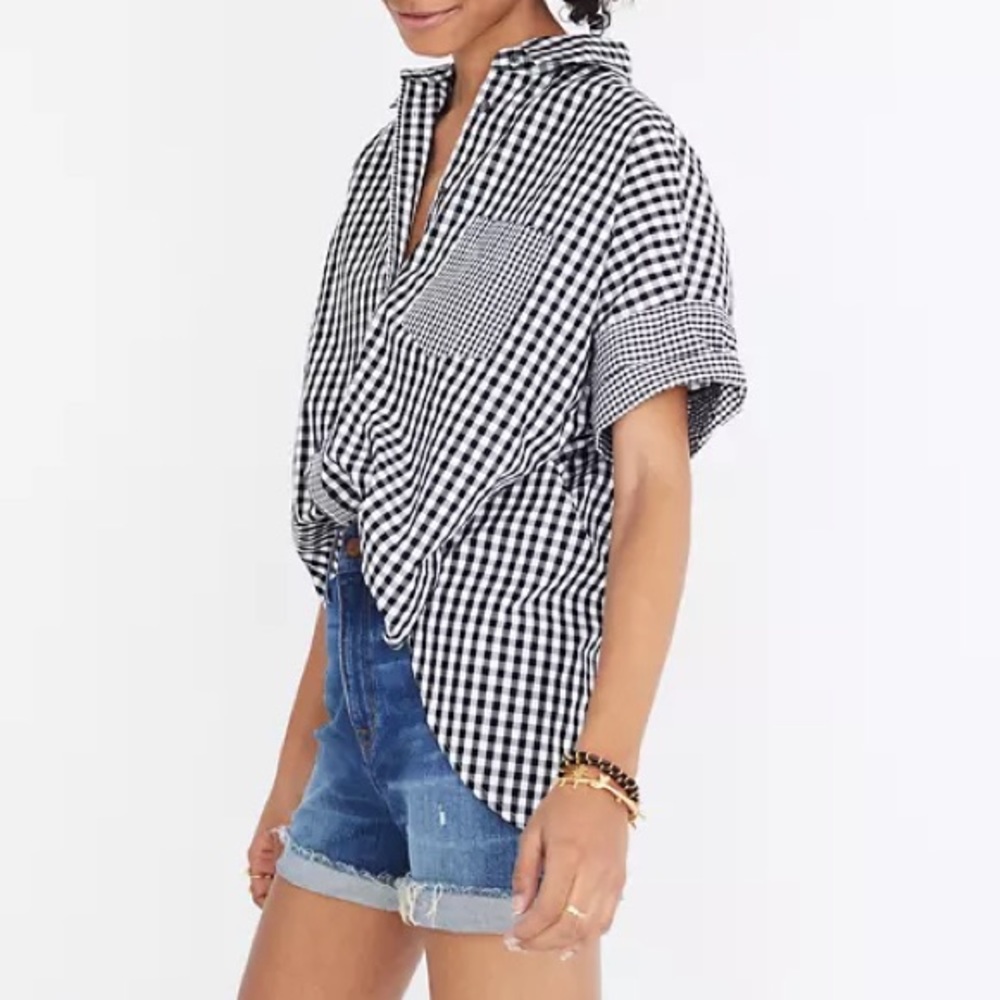 Madewell Oversized Hi-Lo Gingham Button Up XXS